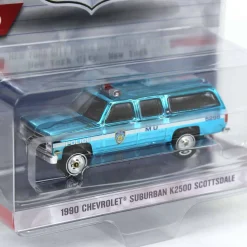 Blue Chrome Super Chase ~ 1/64 1990 Chevrolet Suburban K2500 Scottsdale, NYPD, Hot Pursuit Series 46