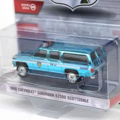 Blue Chrome Super Chase ~ 1/64 1990 Chevrolet Suburban K2500 Scottsdale, NYPD, Hot Pursuit Series 46