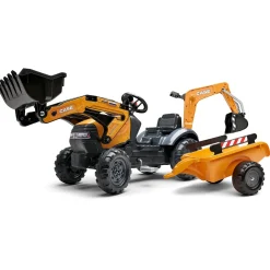 Case Construction Pedal Backhoe with Rear Excavator and Trailer