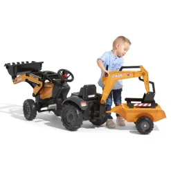 Case Construction Pedal Backhoe with Rear Excavator and Trailer