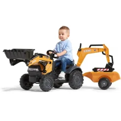 Case Construction Pedal Backhoe with Rear Excavator and Trailer