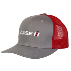 Case IH Gray Twill Cap with Red Mesh Back