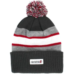 Case IH Gray, White & Red Pom Beanie