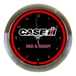 Case IH Red & Ready Neon Clock
