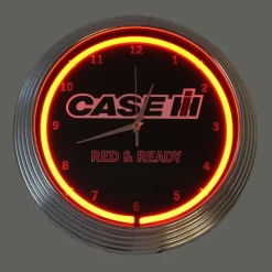 Case IH Red & Ready Neon Clock