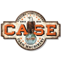 Case Old Abe Farm Machinery Embossed 22.5" x 15" Tin Sign
