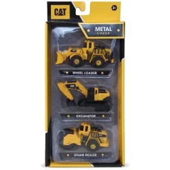 CAT Construction Metal Vehicle 3 Pack with Wheel Loader, Excavator & Steam Roller