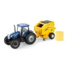 Chase Unit ~ 1/64 New Holland T6.180 w/ Roll-Belt 560 Round Baler & 6 Bales, 50 Years Round Baling, 2024 Farm Show