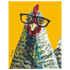 Chicken Glasses 16" x 12.5" Tin Sign