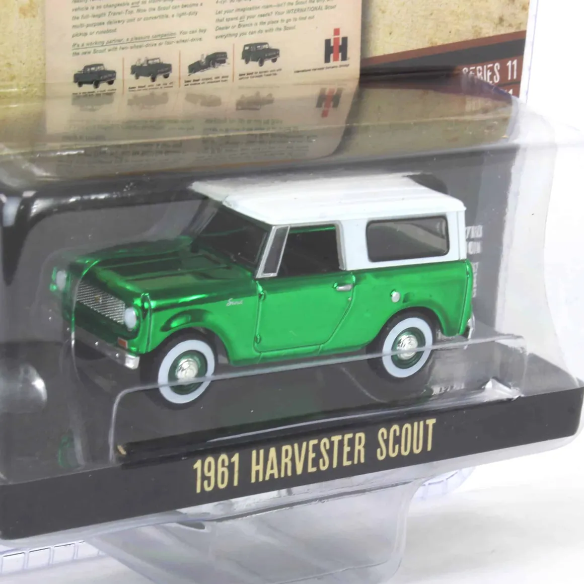 Chrome Super Chase Unit ~ 1/64 1961 Harvester Scout “Meet the Scout!", Vintage Ad Cars Series 11