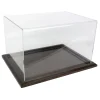 Clear Acrylic Display Case with Dark Stained Wooden Base, 16in x 12in x 10in