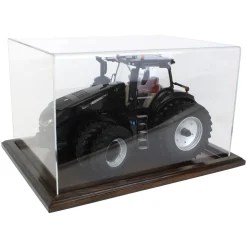 Clear Acrylic Display Case with Dark Stained Wooden Base, 16in x 12in x 10in