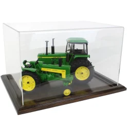 Clear Acrylic Display Case with Dark Stained Wooden Base, 16in x 12in x 10in