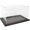 Clear Acrylic Display Case with Dark Stained Wooden Base, 14in x 8.5in x 8in