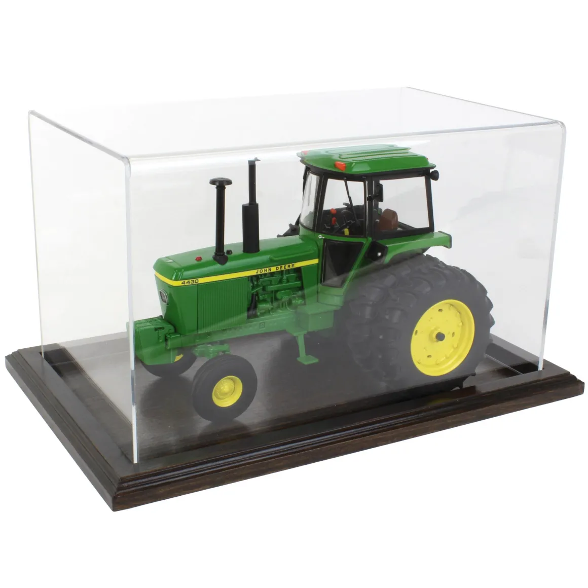Clear Acrylic Display Case with Dark Stained Wooden Base, 14in x 8.5in x 8in
