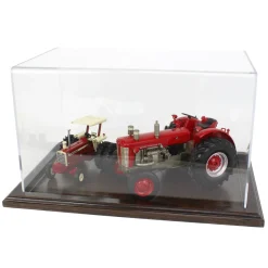 Clear Acrylic Display Case with Dark Stained Wooden Base, 14in x 8.5in x 8in