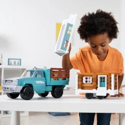 Cruisin' Tonka Steel Classic Pickup Truck with Lincoln Logs Tiny Home on Trailer