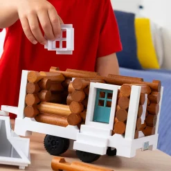 Cruisin' Tonka Steel Classic Pickup Truck with Lincoln Logs Tiny Home on Trailer