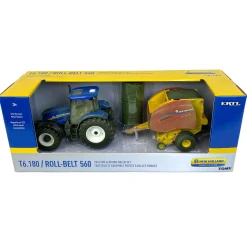 Dusty Chase Unit ~ 1/32 New Holland T6.180 with Roll-Belt 560 Round Baler
