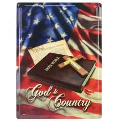 God & Country Holy Bible 12in x 17in Tin Sign