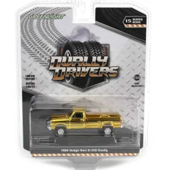 Gold Chrome Super Chase ~ 1/64 1982 Dodge Ram D350 Dually, Construction Yellow, Dually Drivers Series 15