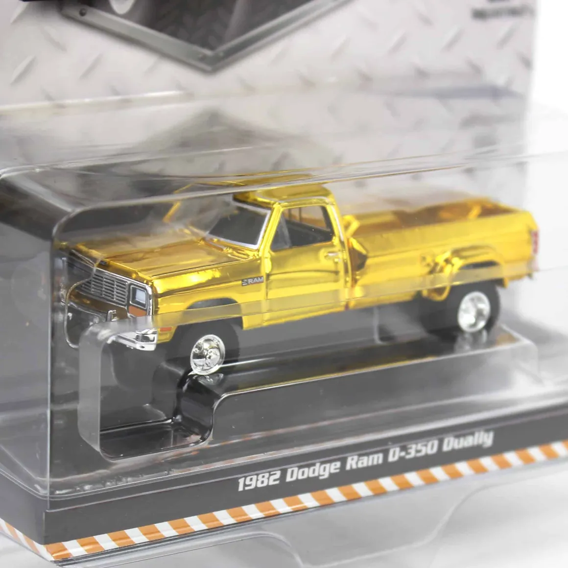Gold Chrome Super Chase ~ 1/64 1982 Dodge Ram D350 Dually, Construction Yellow, Dually Drivers Series 15