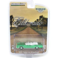 Green Chrome Chase Unit ~ 1/64 1976 Cadillac Eldorado Convertible with Bull Horns Hood Ornament, White, Hobby Exclusive