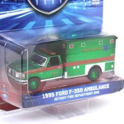 Green Chrome Chase Unit ~ 1/64 1995 Ford F-350 Ambulance, Detroit First Dept. EMS, First Responders, Hobby Exclusive