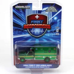 Green Chrome Chase Unit ~ 1/64 1994 Ford F-350 Ambulance, Washington DC Metro Transit Police, First Responders, Hobby Exclusive