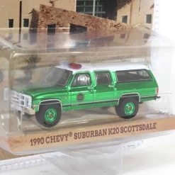 Green Chrome Super Chase ~ 1/64 1990 Chevrolet Suburban K20 Scottsdale, US Border Patrol, Hobby Exclusive