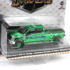 Green Chrome Super Chase ~ 1/64 2019 Ford F-350 XL Dually, Columbus Division of Police Mounted Unit, Dually Drivers Series 15