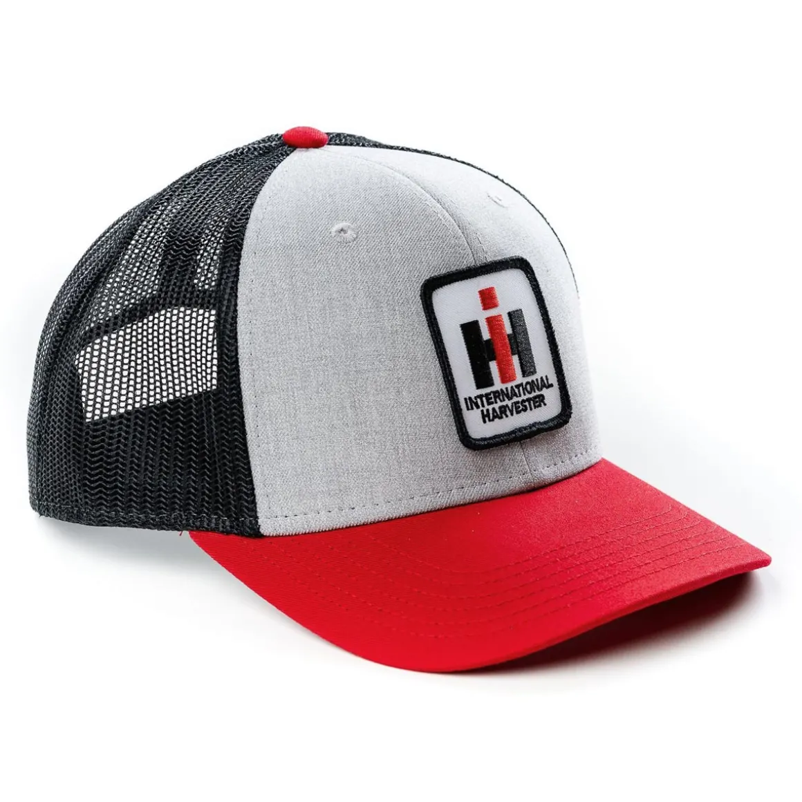 Heather Gray with Red Brim and Black Mesh IH Logo Hat