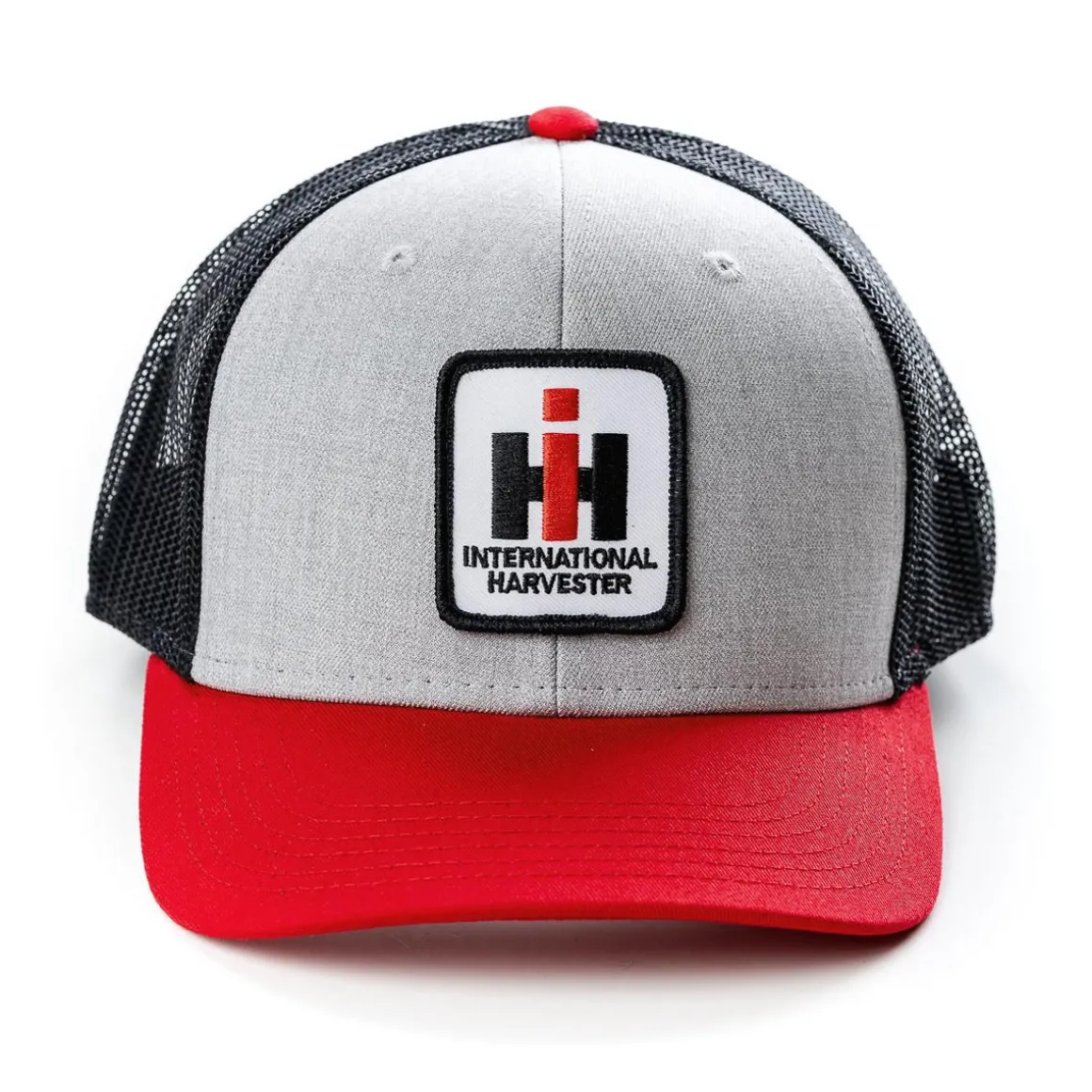 Heather Gray with Red Brim and Black Mesh IH Logo Hat