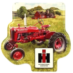 IH Farmall Cub Tractor Farm Scene Tin Sign, 16in x 15.75in