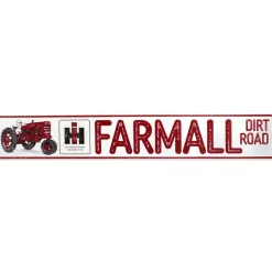 IH Farmall M Dirt Road Embossed Metal Street Sign with Distressed Finish, 36in x 6in