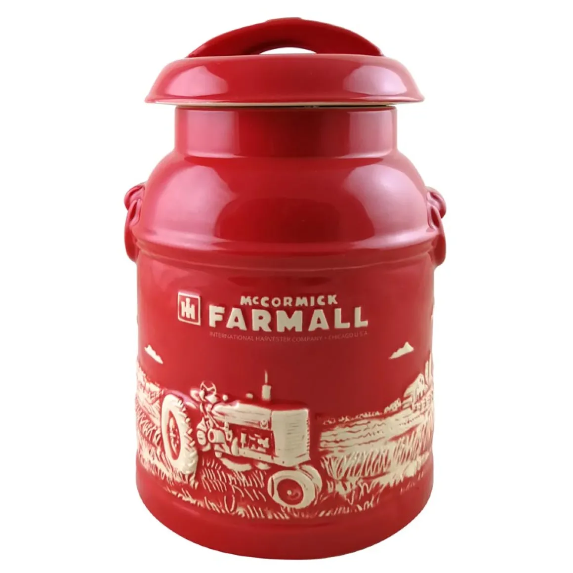 IH Farmall Raised-Relief Stoneware Milk Can Cookie Jar