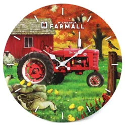 IH Farmall Super M Tractor in Farm Scene MDF Clock, 13.5in Round