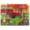 IH Farmall Super M Tractor with Animals Glass Cutting Board, 15.5in x 11.75in
