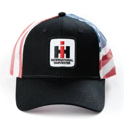 IH Logo Black Hat with US Flag Mesh Back