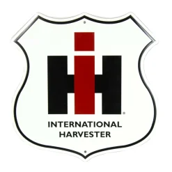IH Logo Embossed Highway Badge Tin Sign 12in x 12in
