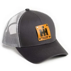 IH Logo Leather Riveted Emblem Gray Cap with White Mesh