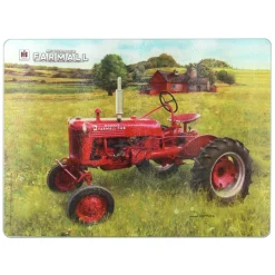 IH McCormick Farmall Cub Tractor in Field Glass Cutting Board, 15.5in x 11.75in