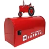IH McCormick Farmall Red Steel Mailbox with Farmall M Tractor Topper