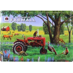 IH McCormick Farmall Tractor with Wildlife Embossed Metal Sign, 16.75in x 12in