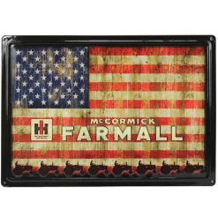 IH McCormick Farmall USA Flag Tin Sign, 17in x 12in