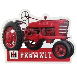 IH McCormick-Deering Farmall Die-cut Embossed Metal Sign, 17.75in x 12.875in