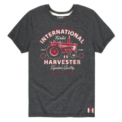 IH Turbo Tractor Distressed Youth Charcoal Gray Short Sleeve T-Shirt