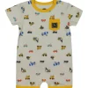 Infant John Deere Construction Yellow Dump Truck Romper Short Sleeve Onesy