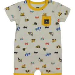 Infant John Deere Construction Yellow Dump Truck Romper Short Sleeve Onesy