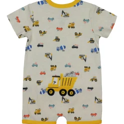 Infant John Deere Construction Yellow Dump Truck Romper Short Sleeve Onesy